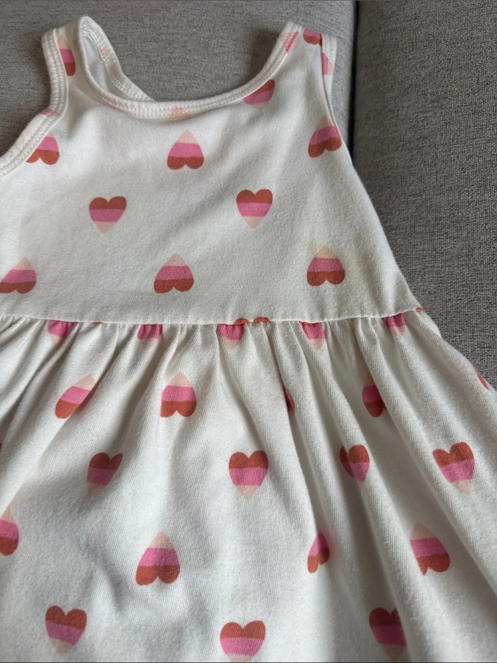 Pink Heart Print & Peach Stripe Sleeveless Cotton Dress Set - Cat & Jack 2T